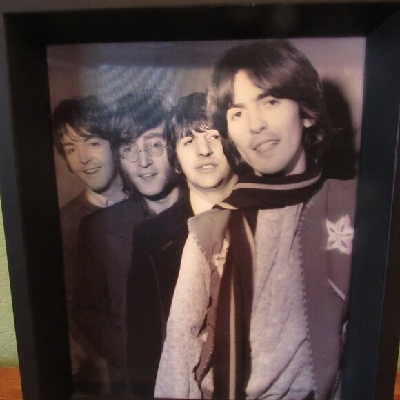 Rare Vintage Lenticular BEATLES Picture 3-D Framed Black & White Photo Print - Picture 5 of 16